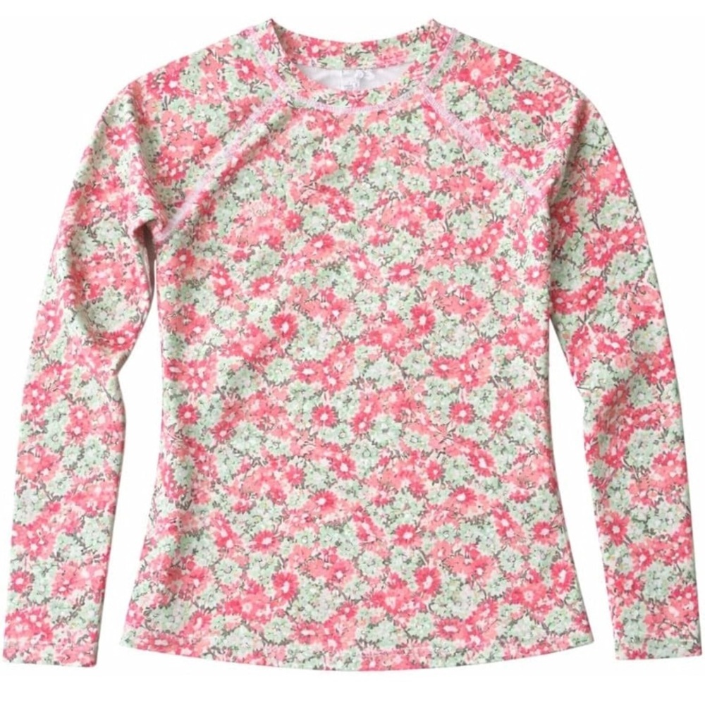 NWT Vineyard Vines Kids Floral Long-Sleeve Swim Rashguard Shirt - Pink Floral.